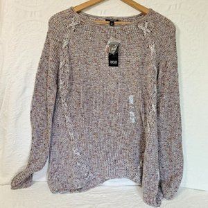 ANA Sweater Womens Large NWT Purple Gray Pullover Spicy Space Dye Chunky